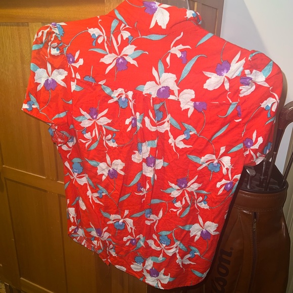 Vintage Floral Red Button Up Blouse Top - Picture 6 of 6